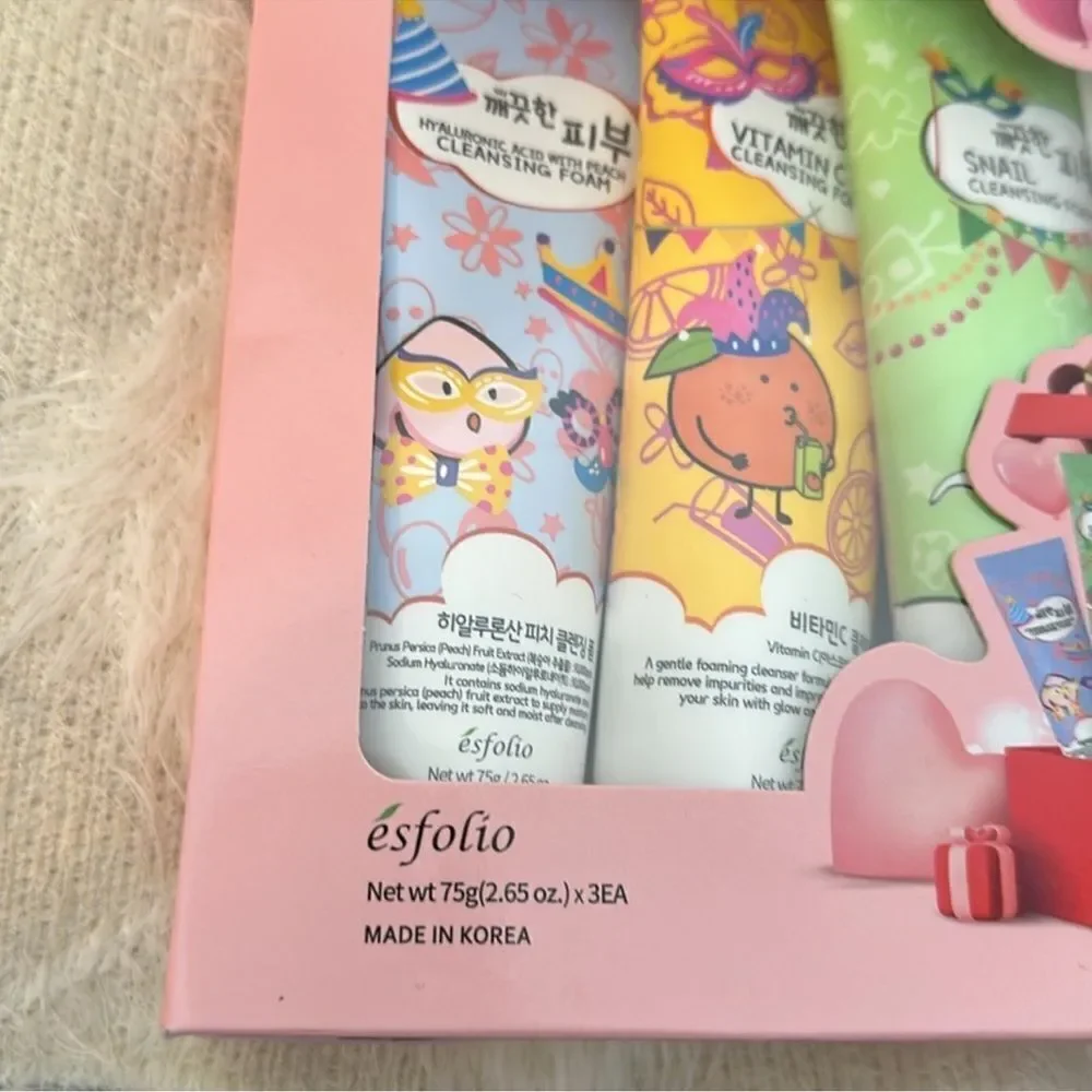 ESFOLIO SET OF 3 CLEANSING HYALURONIC ACID FOAM PEACH VITAMIN C SNAIL